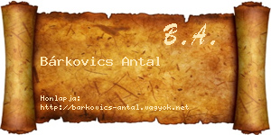 Bárkovics Antal névjegykártya